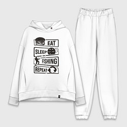 Женский костюм оверсайз Eat sleep fishing repeat
