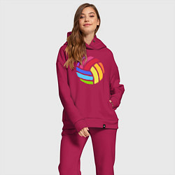 Женский костюм оверсайз Rainbow volleyball, цвет: маджента — фото 2