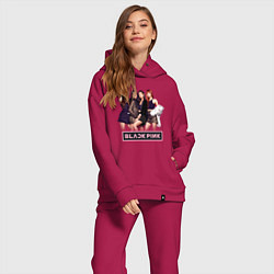 Женский костюм оверсайз Rose Blackpink kpop, цвет: маджента — фото 2