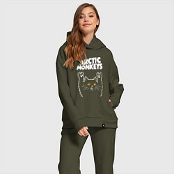 Женский костюм оверсайз Arctic Monkeys rock cat, цвет: хаки — фото 2