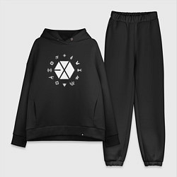 Женский костюм оверсайз Logo EXO, цвет: черный