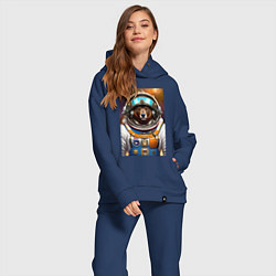 Женский костюм оверсайз Bear cool astronaut - neural network, цвет: тёмно-синий — фото 2