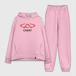 Женский костюм оверсайз Chery Logo, цвет: светло-розовый