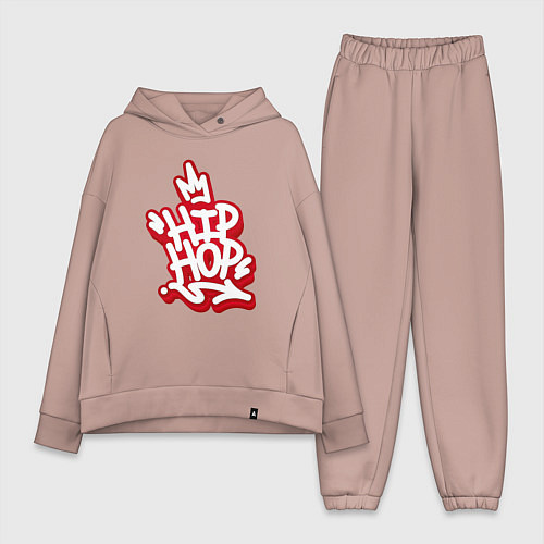 Женский костюм оверсайз King of hip hop / Пыльно-розовый – фото 1