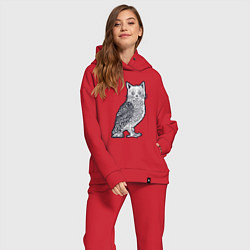 Женский костюм оверсайз Кошка сова, цвет: красный — фото 2