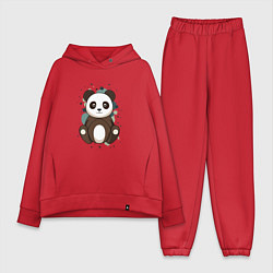 Женский костюм оверсайз Странная панда, цвет: красный