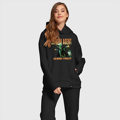 Женский костюм оверсайз Skibidi toilet agent / Черный – фото 2