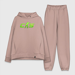 Женский костюм оверсайз CS2 green logo, цвет: пыльно-розовый