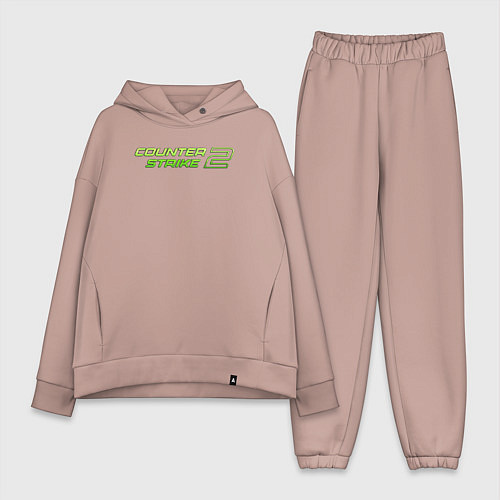 Женский костюм оверсайз Counter strike 2 green logo / Пыльно-розовый – фото 1