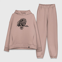 Женский костюм оверсайз Долгопят сидит, цвет: пыльно-розовый