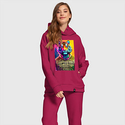 Женский костюм оверсайз Городской тигр - нейросеть, цвет: маджента — фото 2