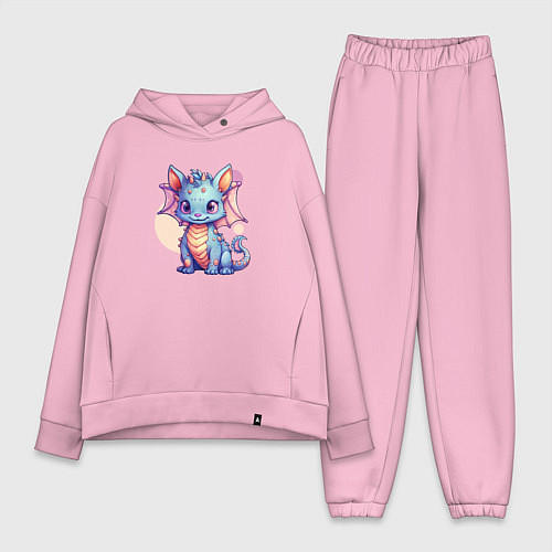 Женский костюм оверсайз Cute dragon cat / Светло-розовый – фото 1