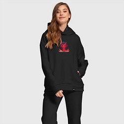 Женский костюм оверсайз Маленький бес, цвет: черный — фото 2