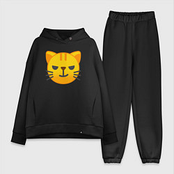 Женский костюм оверсайз Жёлтый котёнок хитрит, цвет: черный