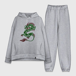 Женский костюм оверсайз Символ года - зелёный дракон, цвет: меланж