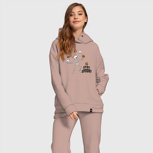 Женский костюм оверсайз Stay spooky / Пыльно-розовый – фото 2