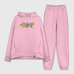 Женский костюм оверсайз Кошачий ансамбль, цвет: светло-розовый