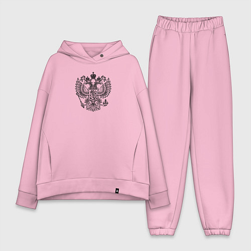 Женский костюм оверсайз Герб России двухглавый орел / Светло-розовый – фото 1