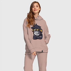 Женский костюм оверсайз Music monkey, цвет: пыльно-розовый — фото 2