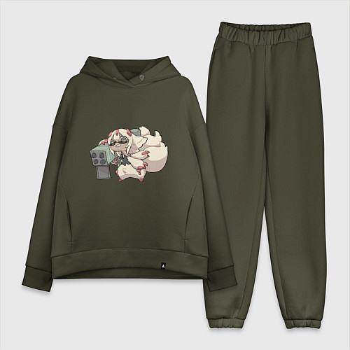 Женский костюм оверсайз Опасная Фапута / Хаки – фото 1