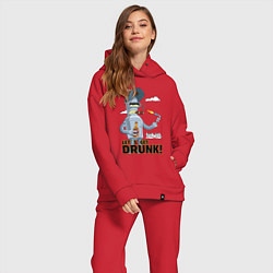 Женский костюм оверсайз К черту работу - давайте выпьем, цвет: красный — фото 2