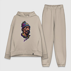 Женский костюм оверсайз Snoop dogg head, цвет: миндальный