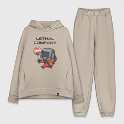Женский костюм оверсайз Lethal company: Stop Please, цвет: миндальный