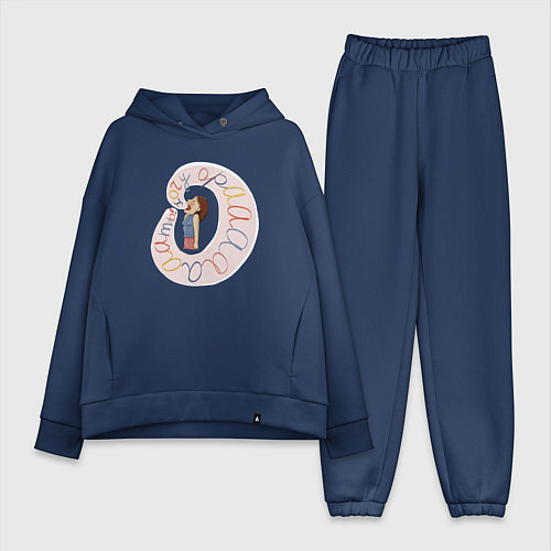 Женский костюм оверсайз Хочу орать / Тёмно-синий – фото 1