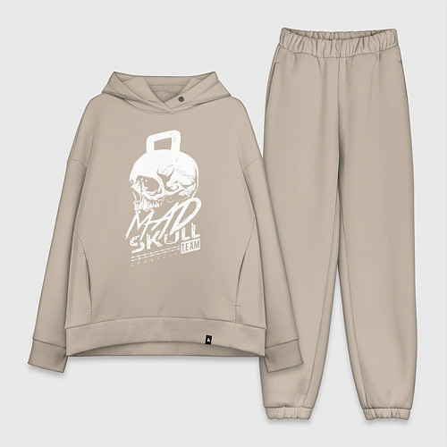 Женский костюм оверсайз Mad skull crossfit / Миндальный – фото 1