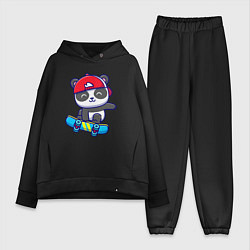Женский костюм оверсайз Panda skater, цвет: черный
