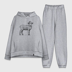 Женский костюм оверсайз Ягненок новогодний, цвет: меланж