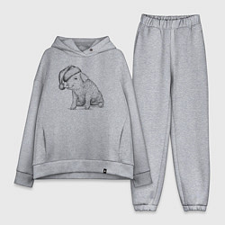 Женский костюм оверсайз Новогодний поросенок, цвет: меланж