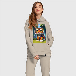 Женский костюм оверсайз Funny tiger cub - Minecraft, цвет: миндальный — фото 2