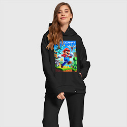 Женский костюм оверсайз Mario in Minecraft - ai art collaboration, цвет: черный — фото 2