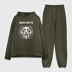 Женский костюм оверсайз Megadeth rock panda, цвет: хаки