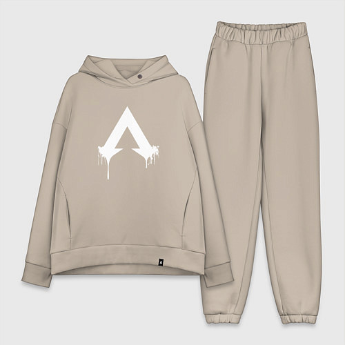 Женский костюм оверсайз Логотип Apex с подтеками / Миндальный – фото 1