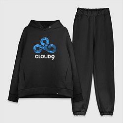 Женский костюм оверсайз Cloud9 - blue cloud logo, цвет: черный