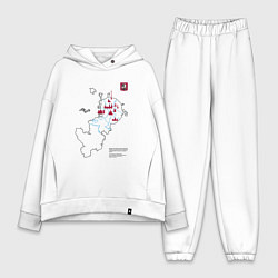 Женский костюм оверсайз Карта туристических мест Москвы, цвет: белый