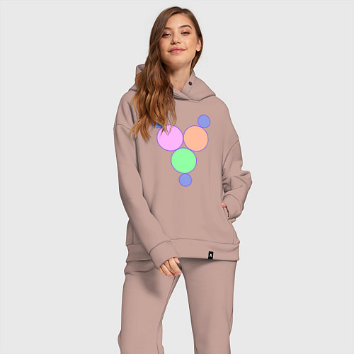 Женский костюм оверсайз Окружности матрешки / Пыльно-розовый – фото 2