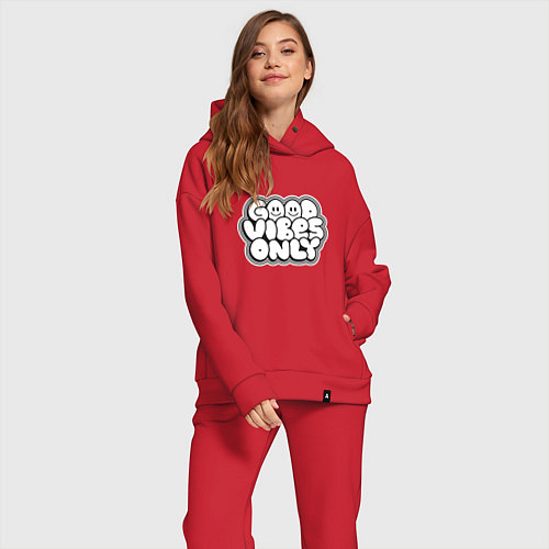 Женский костюм оверсайз Goof vibes black / Красный – фото 2