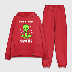 Женский костюм оверсайз Эта планета отстой, цвет: красный