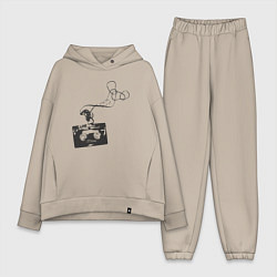 Женский костюм оверсайз Кассетная лента, цвет: миндальный