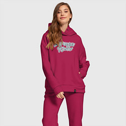 Женский костюм оверсайз Мурчание - золото Серый окрас, цвет: маджента — фото 2