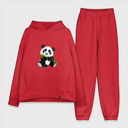 Женский костюм оверсайз Красивый медведь панда, цвет: красный