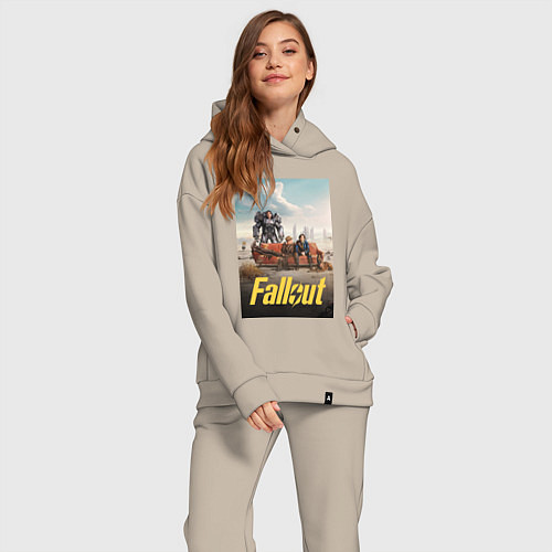 Женский костюм оверсайз Фоллаут на диване / Миндальный – фото 2