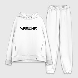 Женский костюм оверсайз Киберпанк - черная надпись Samurai, цвет: белый