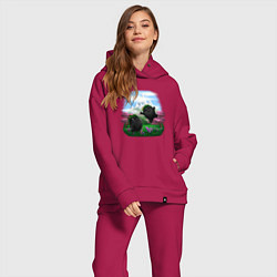 Женский костюм оверсайз Духи леса, цвет: маджента — фото 2