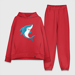 Женский костюм оверсайз Веселая добрая акула, цвет: красный