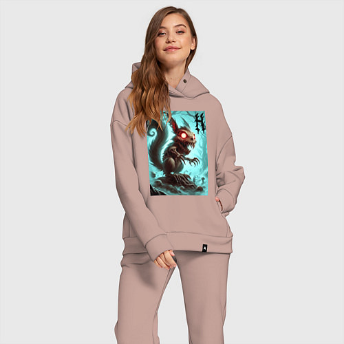 Женский костюм оверсайз Жуткая белка - хэллоуин / Пыльно-розовый – фото 2