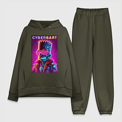 Женский костюм оверсайз Cyber Bart - neon glow ai art fantasy, цвет: хаки